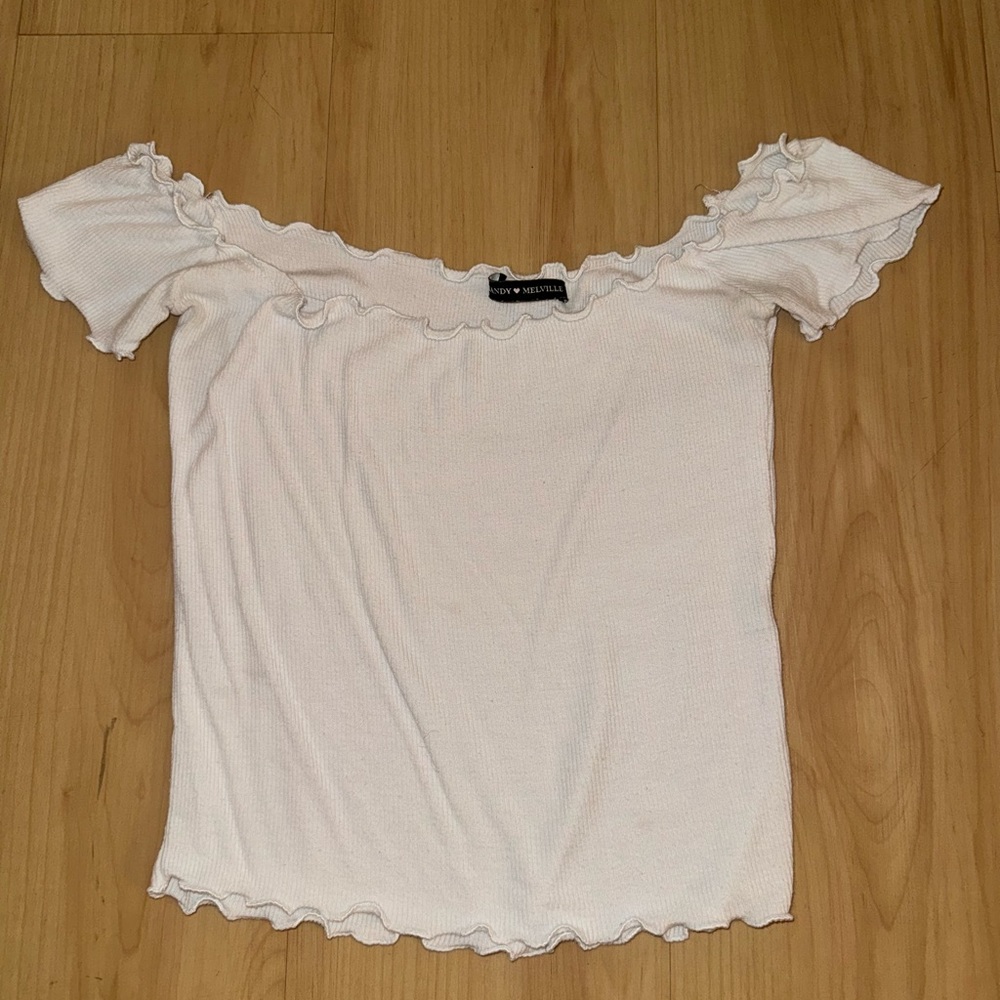 Brandy Melville - white off the shoulder ruffle shirt